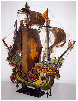 The very colorful cone speaker ship model "Venetian Lepanto"