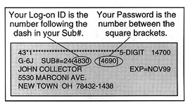 Your Log-on ID and your Password are on your mailing label.